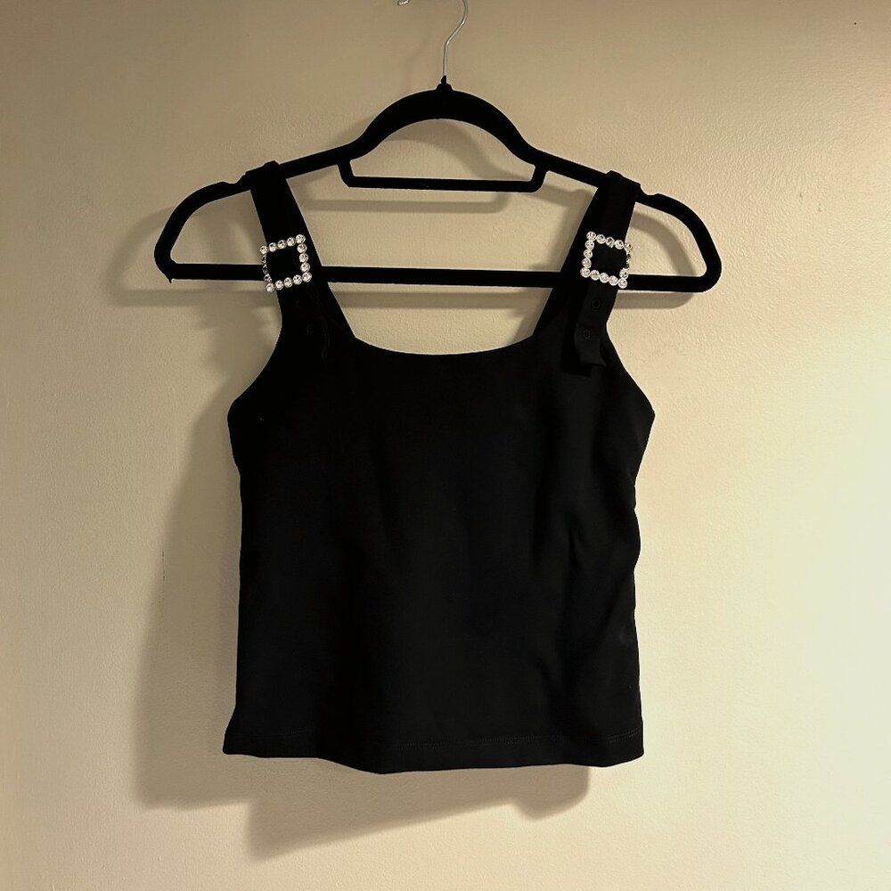 Black & Other Stories tank top with rhinestone buckles on straps